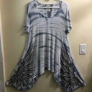 Unique Vocal tie dye handkerchief beaded dress